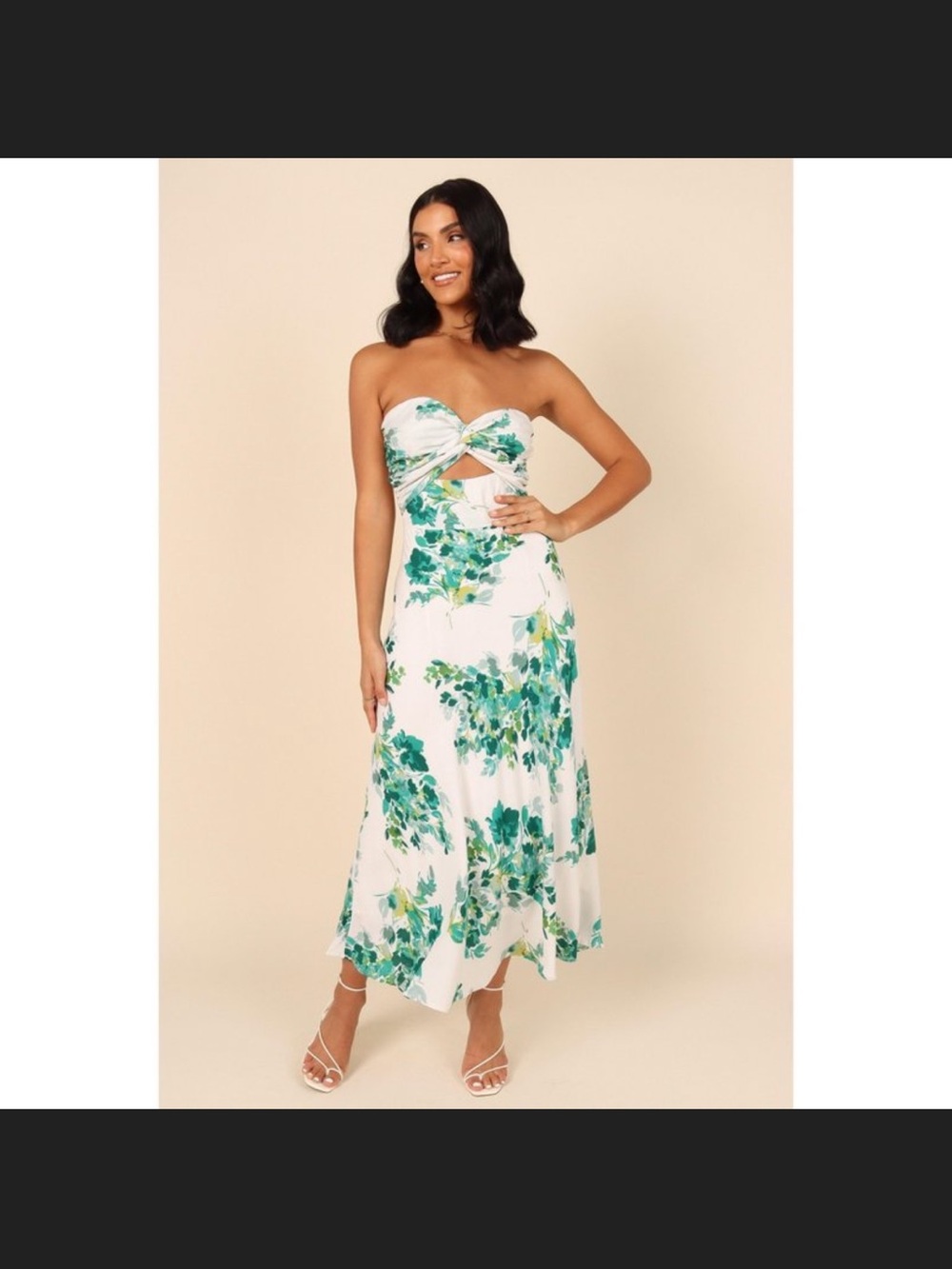 Petal & Pup White Strapless Maxi Dress with Teal Floral Print - Picture 2 of 7